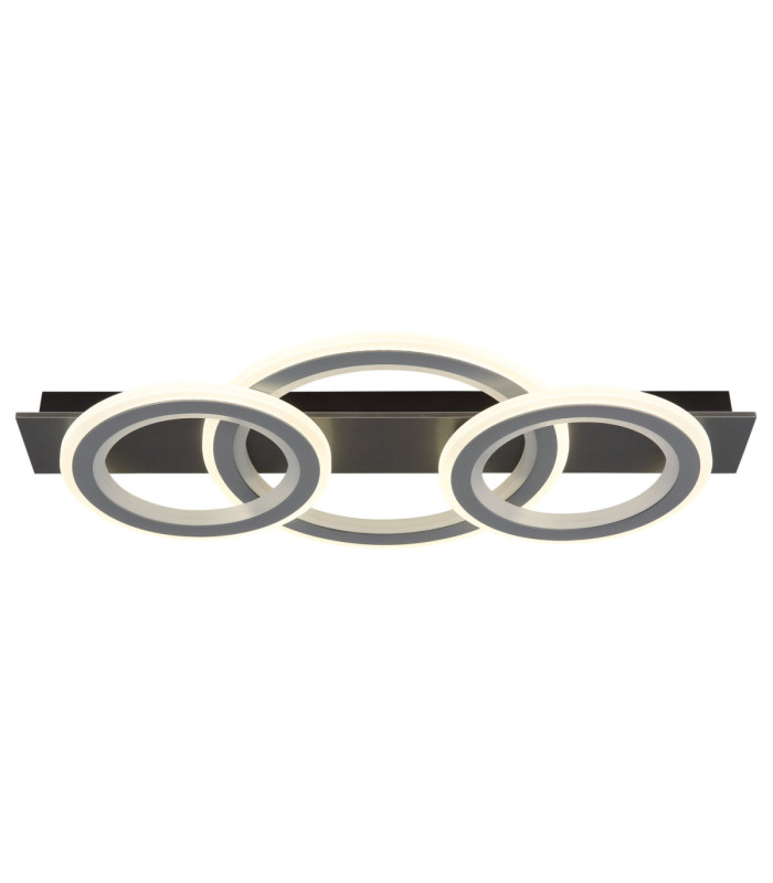Jayden Tripple Ring Integrated Led Semi Flush Ceiling Light, Matt Black 3000-6500K