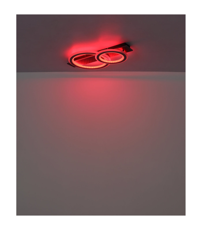 Jayden Twin Ring Integrated Led Semi Flush Ceiling Light, Matt Black 3000-6500K