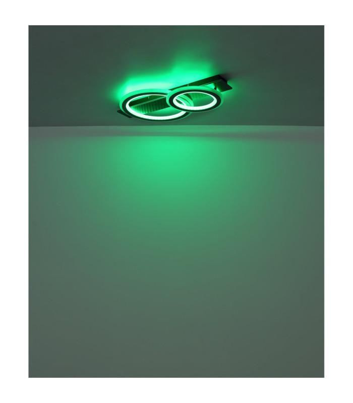 Jayden Twin Ring Integrated Led Semi Flush Ceiling Light, Matt Black 3000-6500K