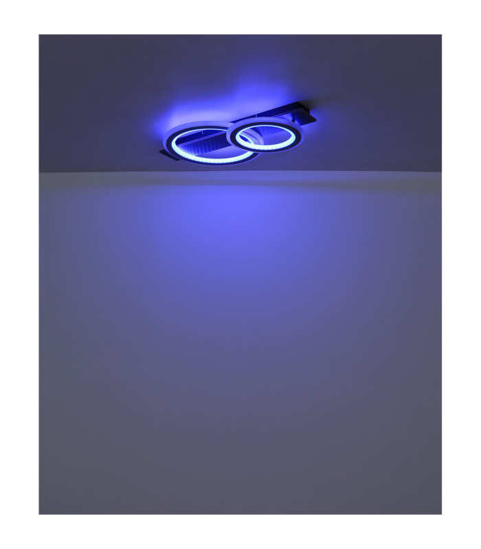 Jayden Twin Ring Integrated Led Semi Flush Ceiling Light, Matt Black 3000-6500K