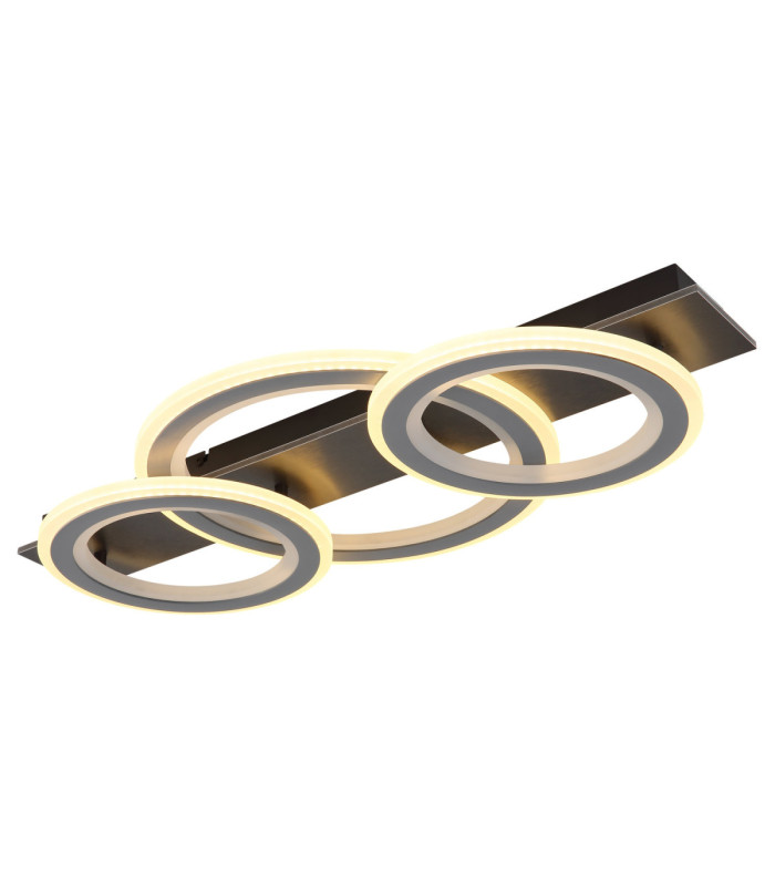 Jayden Tripple Ring Integrated Led Semi Flush Ceiling Light, Matt Black 3000-6500K