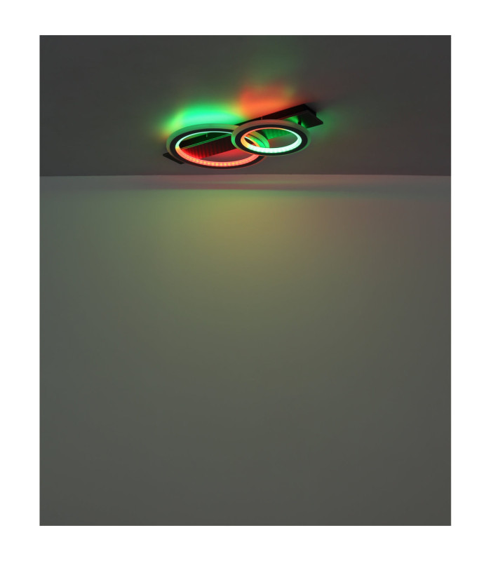 Jayden Twin Ring Integrated Led Semi Flush Ceiling Light, Matt Black 3000-6500K
