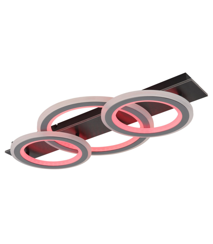Jayden Tripple Ring Integrated Led Semi Flush Ceiling Light, Matt Black 3000-6500K