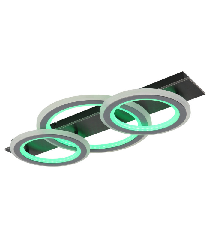 Jayden Tripple Ring Integrated Led Semi Flush Ceiling Light, Matt Black 3000-6500K