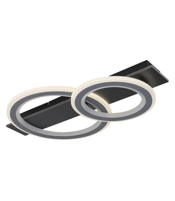 Jayden Twin Ring Integrated Led Semi Flush Ceiling Light, Matt Black 3000-6500K