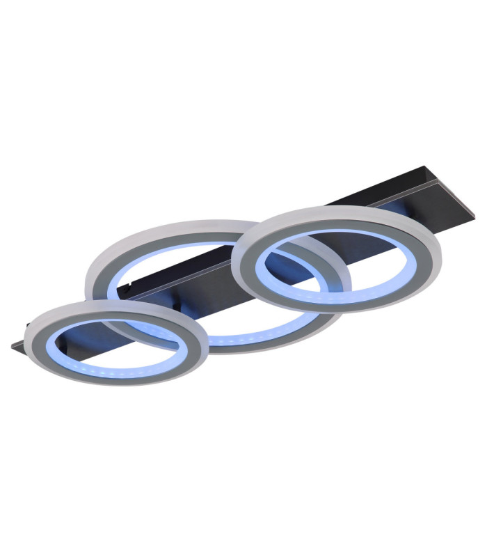 Jayden Tripple Ring Integrated Led Semi Flush Ceiling Light, Matt Black 3000-6500K