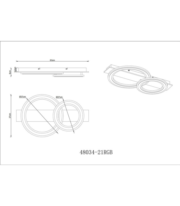 Jayden Twin Ring Integrated Led Semi Flush Ceiling Light, Matt Black 3000-6500K