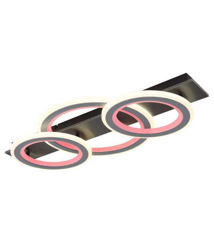 Jayden Tripple Ring Integrated Led Semi Flush Ceiling Light, Matt Black 3000-6500K