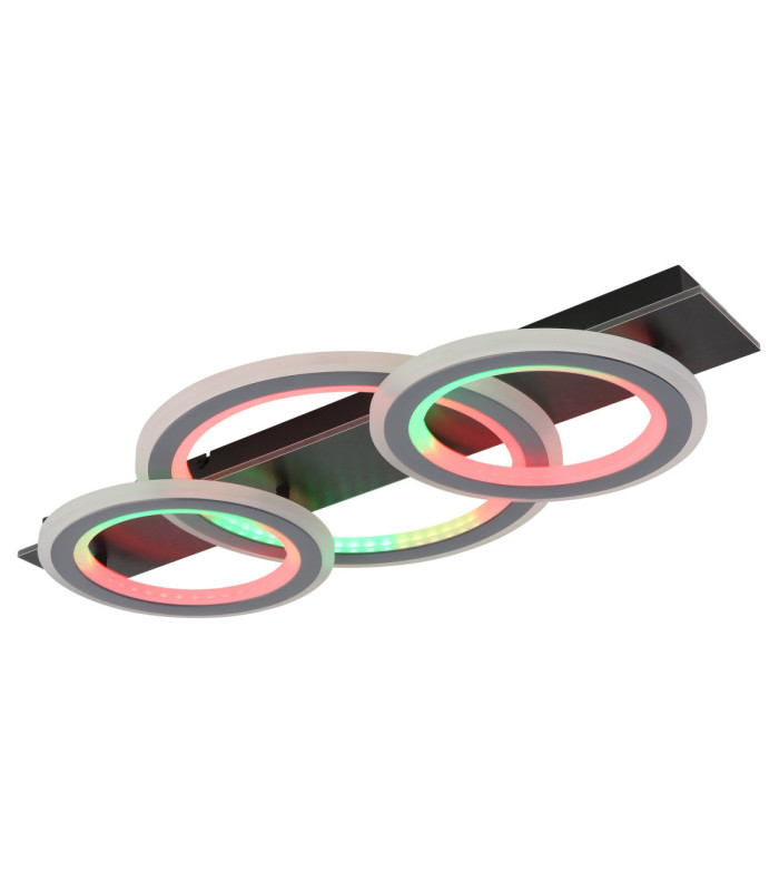Jayden Tripple Ring Integrated Led Semi Flush Ceiling Light, Matt Black 3000-6500K