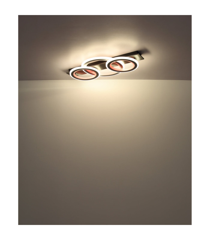 Jayden Tripple Ring Integrated Led Semi Flush Ceiling Light, Matt Black 3000-6500K