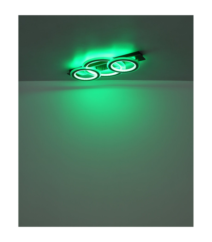 Jayden Tripple Ring Integrated Led Semi Flush Ceiling Light, Matt Black 3000-6500K