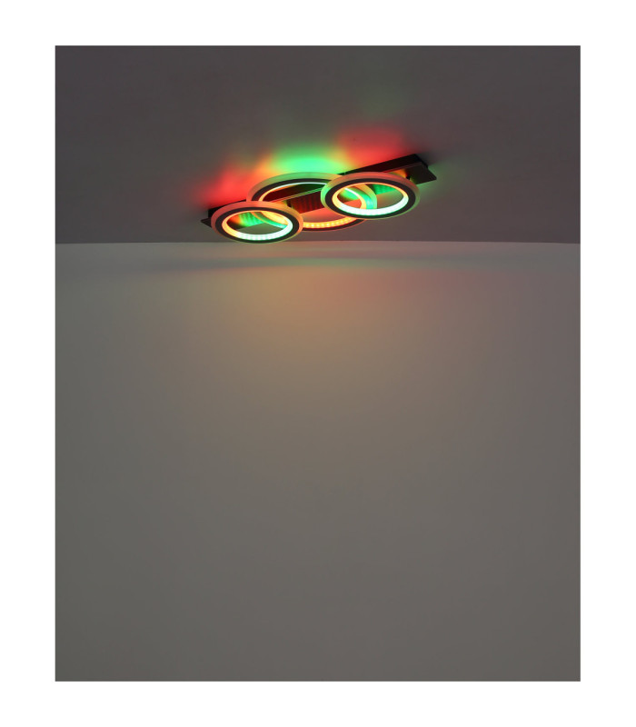 Jayden Tripple Ring Integrated Led Semi Flush Ceiling Light, Matt Black 3000-6500K