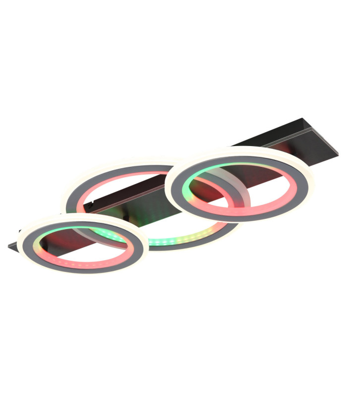 Jayden Tripple Ring Integrated Led Semi Flush Ceiling Light, Matt Black 3000-6500K
