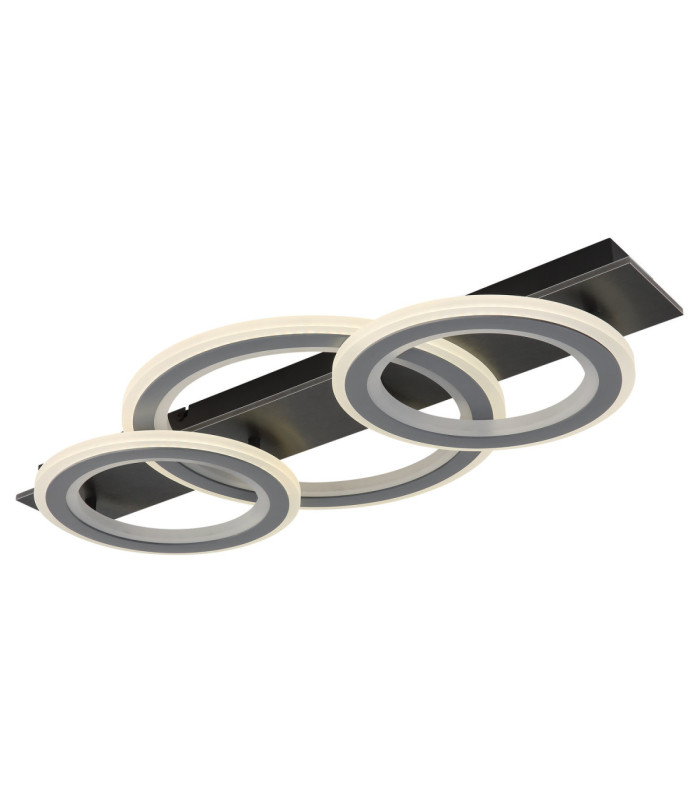 Jayden Tripple Ring Integrated Led Semi Flush Ceiling Light, Matt Black 3000-6500K