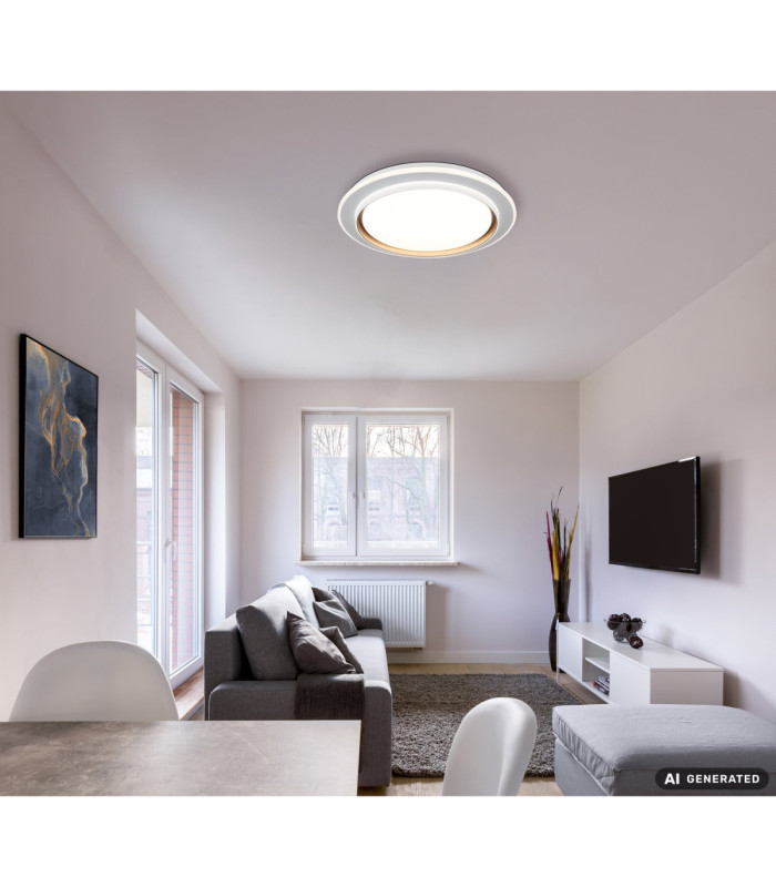 Janice 60cm Integrated Led Semi Flush Ceiling Light Matt White 2x RGBW Integrated LED 3000-4000-6000K-12
