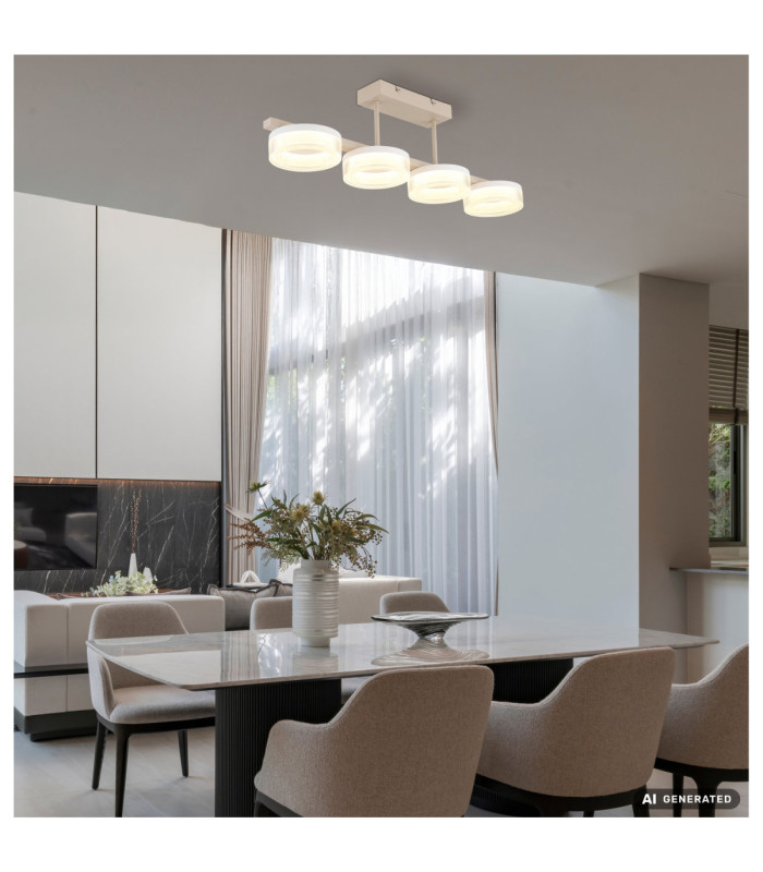 Marlenne Bar Integrated Led Pendant Ceiling Light Matt Sand Colour 3000K-7