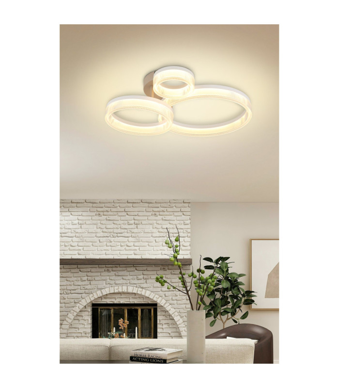 Marlenne Triple Ring Integrated Led Semi Flush Ceiling Light Matt Sand Colour 3000K-5