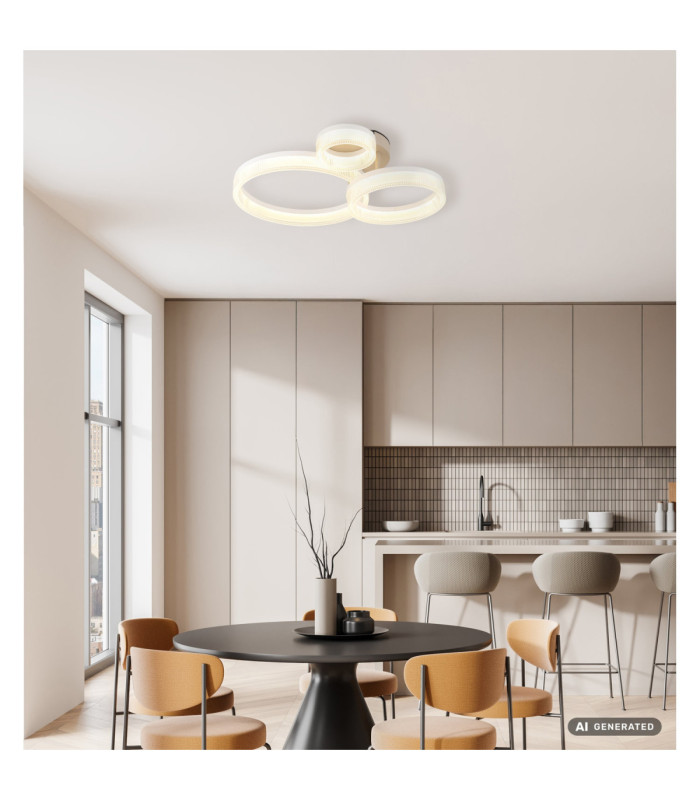 Marlenne Triple Ring Integrated Led Semi Flush Ceiling Light Matt Sand Colour 3000K-6