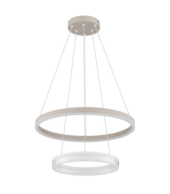 Marlenne Twin Ring Integrated Led Pendant Ceiling Light Matt Sand Colour 3000K-2