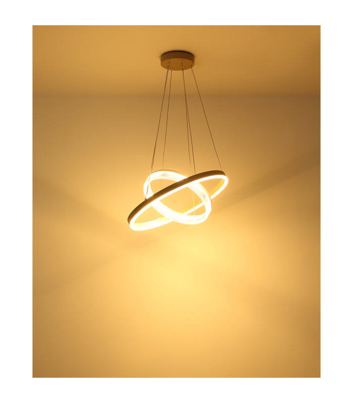 Marlenne Twin Ring Integrated Led Pendant Ceiling Light Matt Sand Colour 3000K-6
