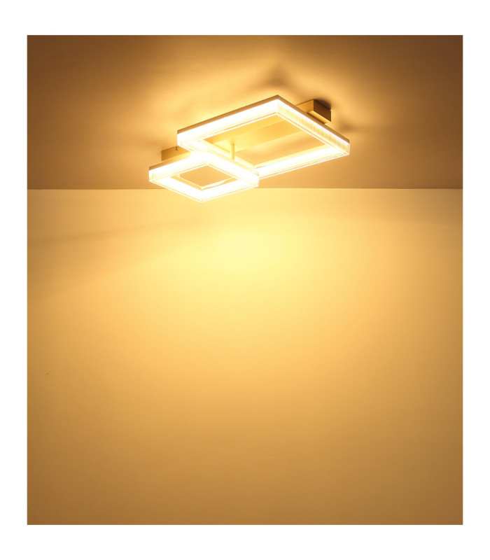 Marlenne Twin Square Integrated Led Semi Flush Ceiling Light Matt Sand Colour 3000K-7