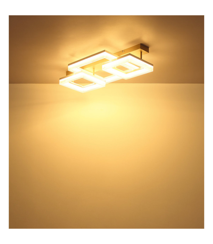 Marlenne Triple Square Integrated Led Semi Flush Ceiling Light Matt Sand Colour 3000K-7