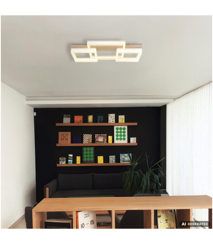Marlenne Triple Square Integrated Led Semi Flush Ceiling Light Matt Sand Colour 3000K-8