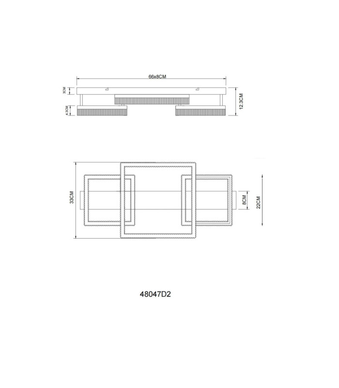 Marlenne Triple Square Integrated Led Semi Flush Ceiling Light Matt Sand Colour 3000K-9
