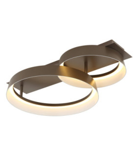Syrakus Twin Ring Integrated Led Semi Flush Ceiling Light Matt Coffee Colour 3000K-1