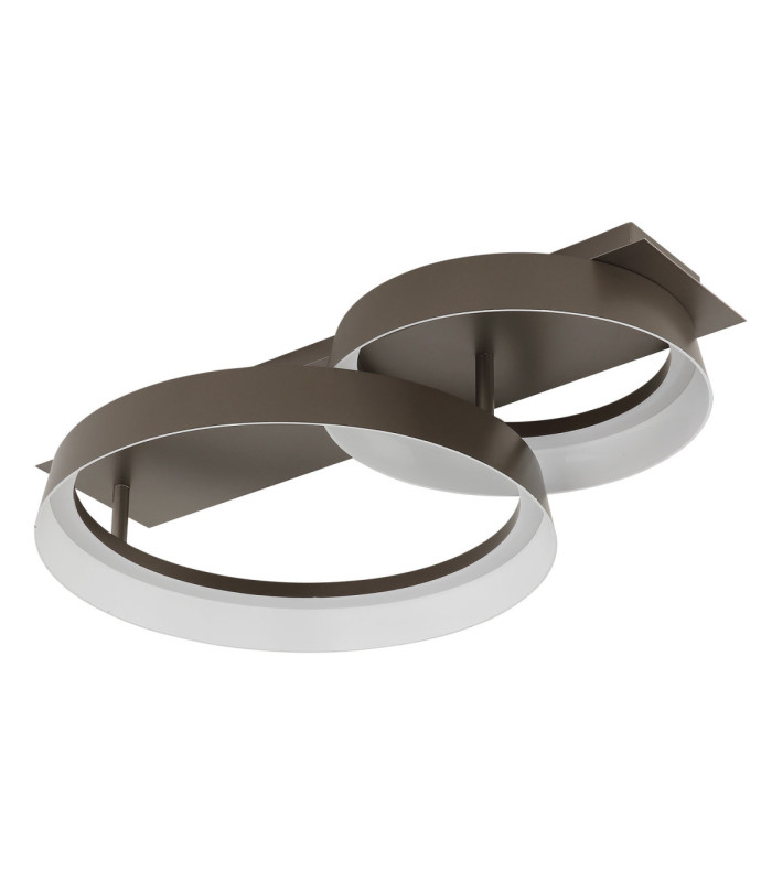 Syrakus Twin Ring Integrated Led Semi Flush Ceiling Light Matt Coffee Colour 3000K-2