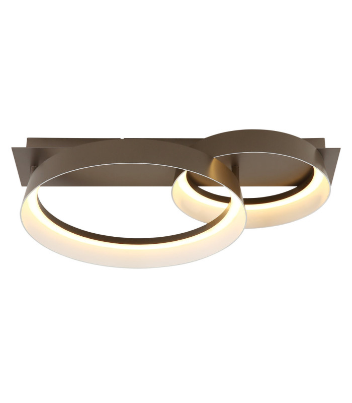 Syrakus Twin Ring Integrated Led Semi Flush Ceiling Light Matt Coffee Colour 3000K-3