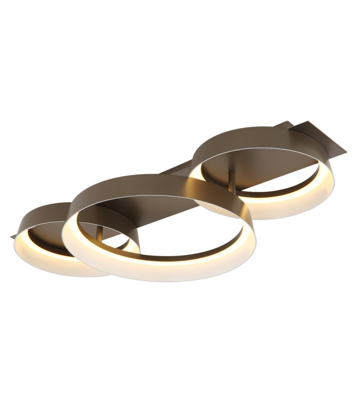 Syrakus Triple Ring Integrated Led Semi Flush Ceiling Light Matt Coffee Colour 3000K-1