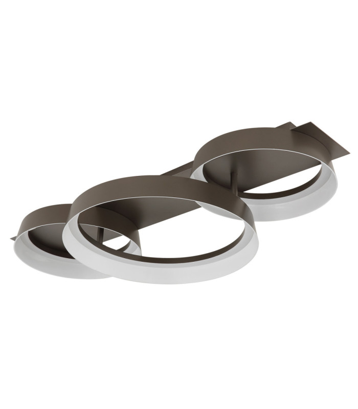 Syrakus Triple Ring Integrated Led Semi Flush Ceiling Light Matt Coffee Colour 3000K-2