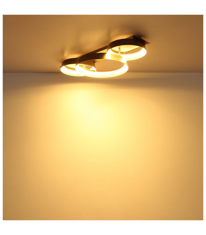 Syrakus Triple Ring Integrated Led Semi Flush Ceiling Light Matt Coffee Colour 3000K-5