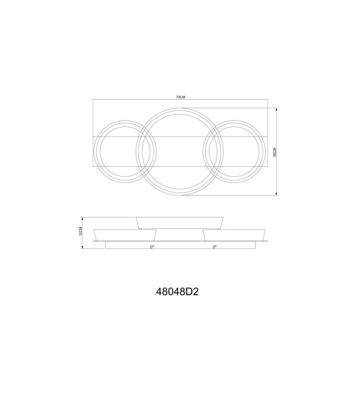 Syrakus Triple Ring Integrated Led Semi Flush Ceiling Light Matt Coffee Colour 3000K-8