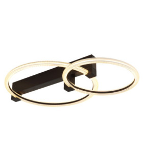 Fletcher Twin Ring Integrated Led Semi Flush Ceiling Light Matt Black 3000K-1
