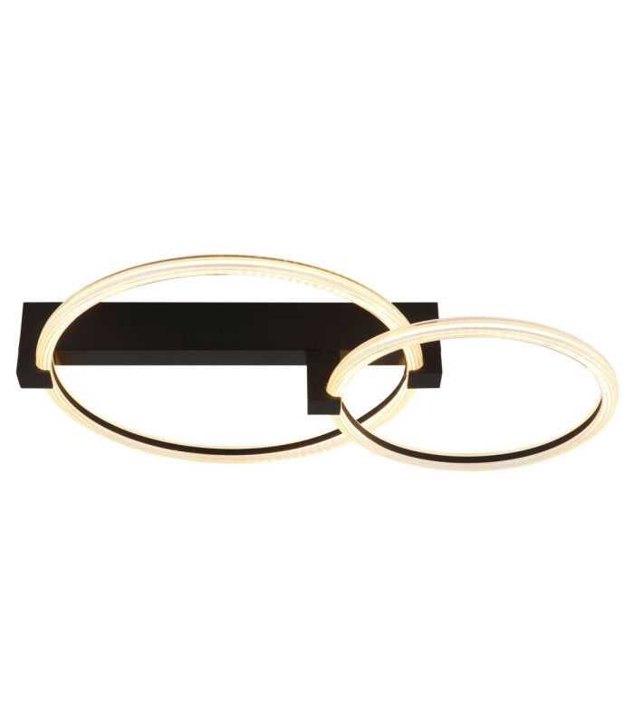 Fletcher Twin Ring Integrated Led Semi Flush Ceiling Light Matt Black 3000K-3