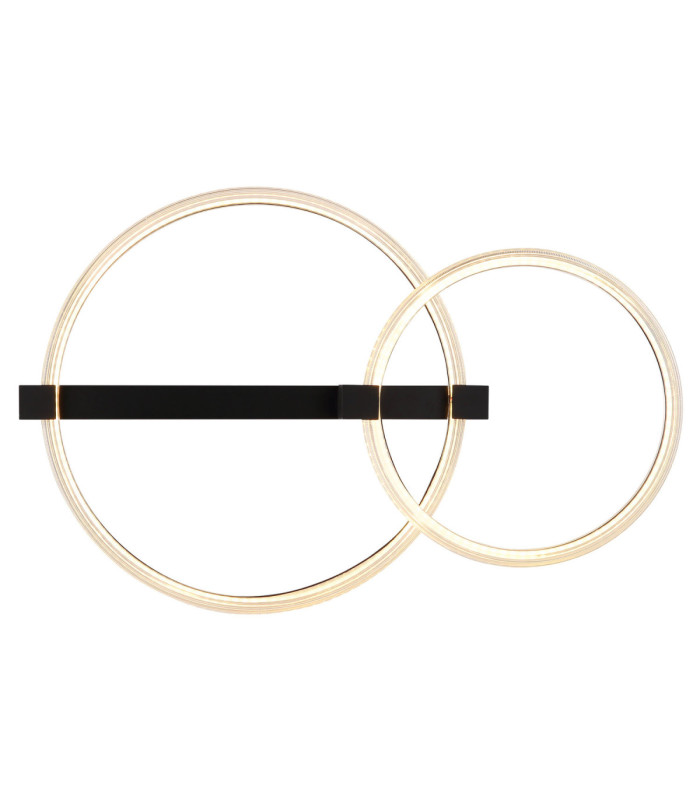 Fletcher Twin Ring Integrated Led Semi Flush Ceiling Light Matt Black 3000K-4