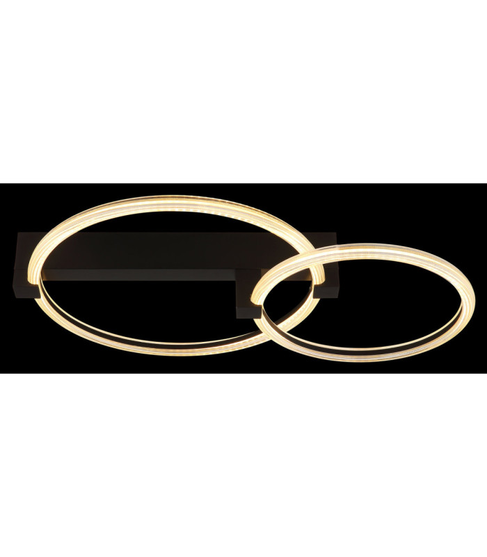Fletcher Twin Ring Integrated Led Semi Flush Ceiling Light Matt Black 3000K-6