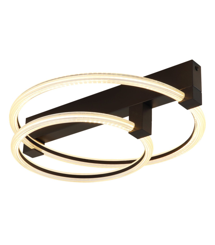 Fletcher Twin Ring Integrated Led Semi Flush Ceiling Light Matt Black 3000K-7