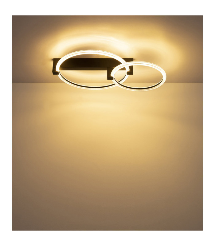 Fletcher Twin Ring Integrated Led Semi Flush Ceiling Light Matt Black 3000K-8