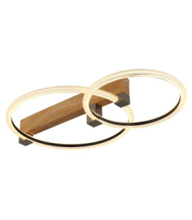 Fletcher Integrated Led Semi Flush Ceiling Light Wood Look Dark 3000K-1