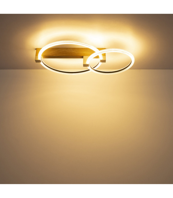 Fletcher Integrated Led Semi Flush Ceiling Light Wood Look Dark 3000K-7