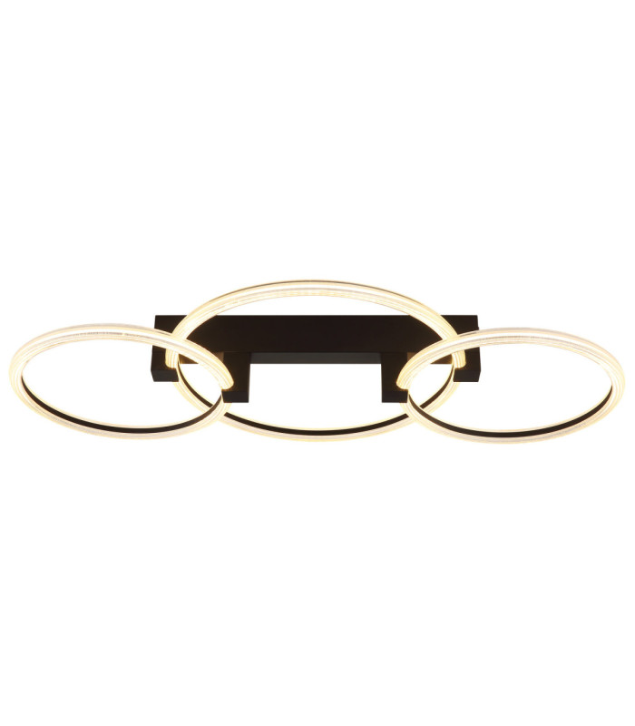 Fletcher Triple Ring Integrated Led Semi Flush Ceiling Light Matt Black 3000K-3