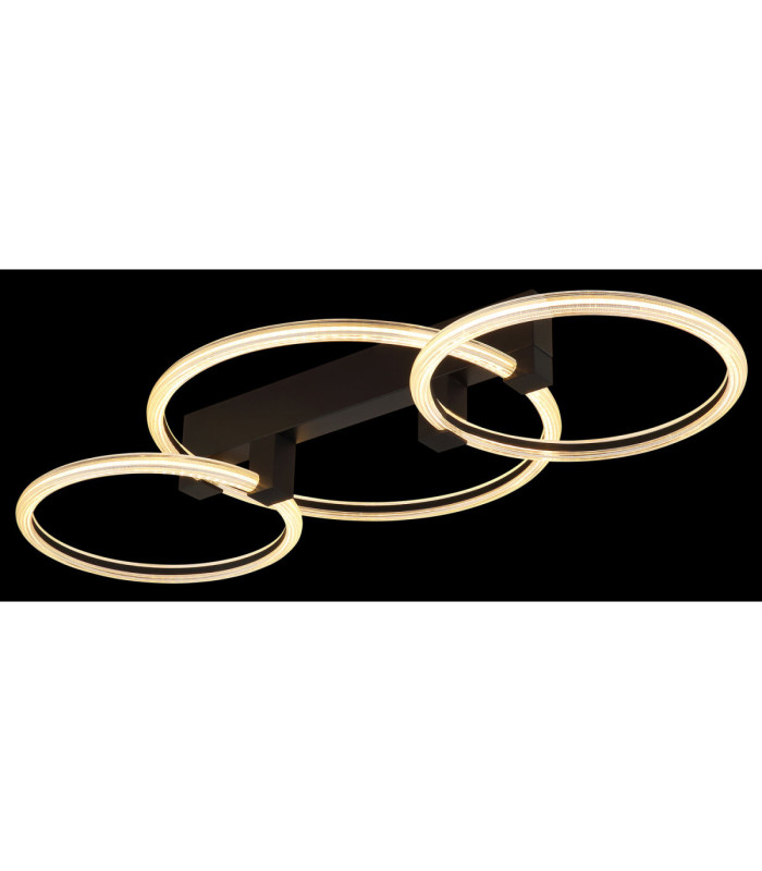 Fletcher Triple Ring Integrated Led Semi Flush Ceiling Light Matt Black 3000K-5
