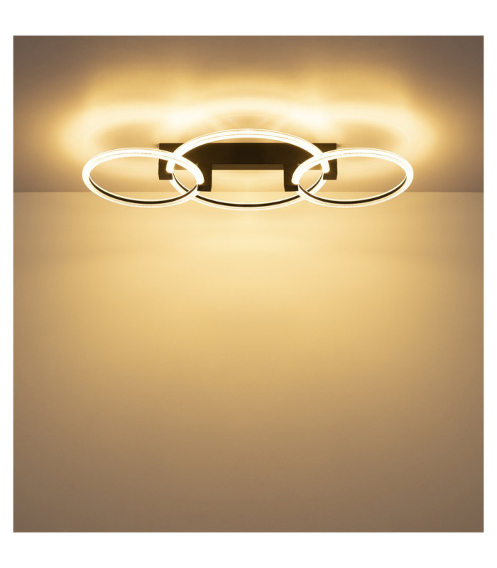 Fletcher Triple Ring Integrated Led Semi Flush Ceiling Light Matt Black 3000K-8