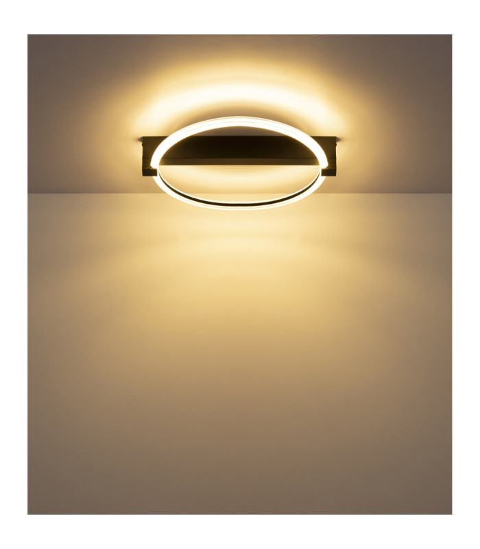 Fletcher Ring Integrated Led Semi Flush Ceiling Light Matt Black 3000K-8