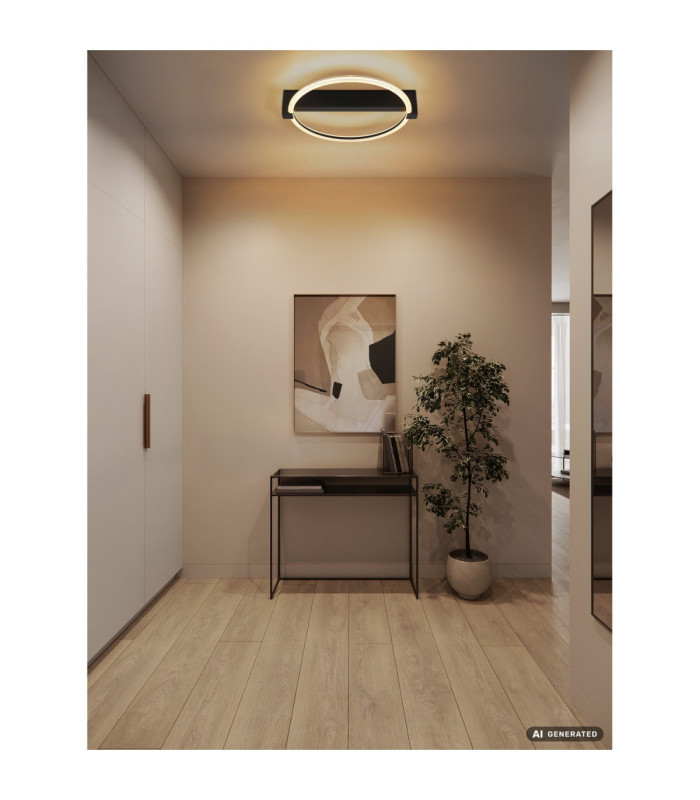 Fletcher Ring Integrated Led Semi Flush Ceiling Light Matt Black 3000K-9