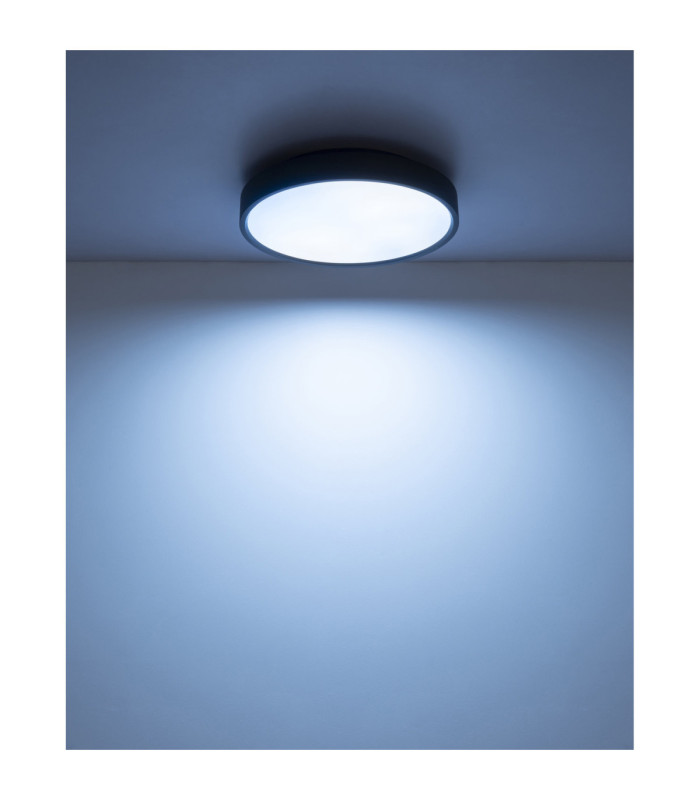 Jess Integrated LED Flush Ceiling Light, Matt Black 1800-12000K