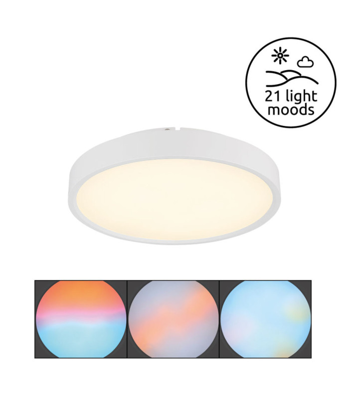 Jess Integrated LED Flush Ceiling Light, Matt White 1800-12000K